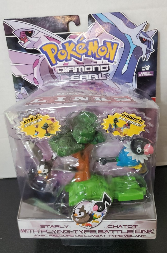 Jakks Pacific Pokemon Pocket Monster Diamond And Pearl Starly & Chatot Flying-Type Battle Link Trading Collection Figure