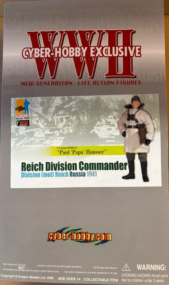 Dragon 1/6 12" 70648 Cyber Hobby WWII Russia 1941 Reich Division Commander Paul Papa Hausser Figure