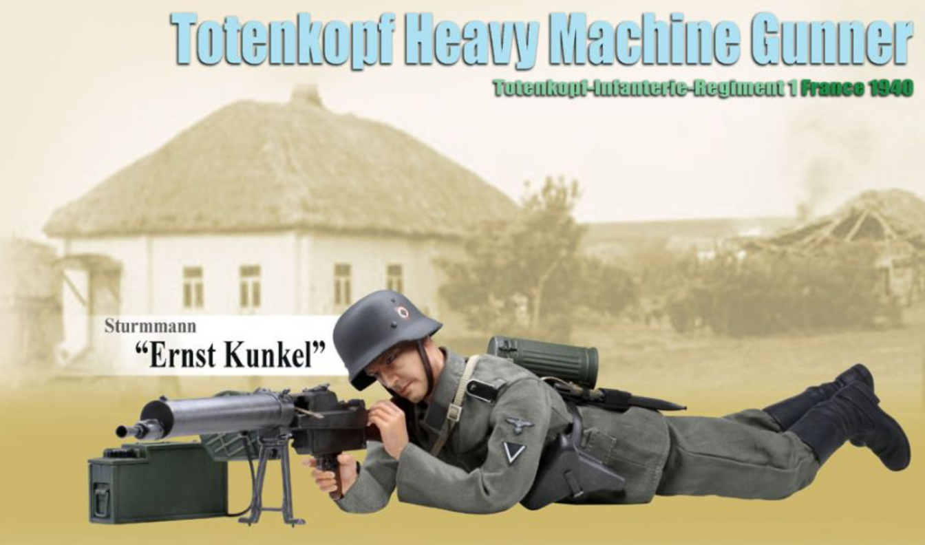 Dragon 1/6 12" 70816 WWII Totenkopi Infanterie Regiment 1 France 1940 Totenkopf Heavy Machine Gunner Sturmmann Ernst Kunkel Action Figure