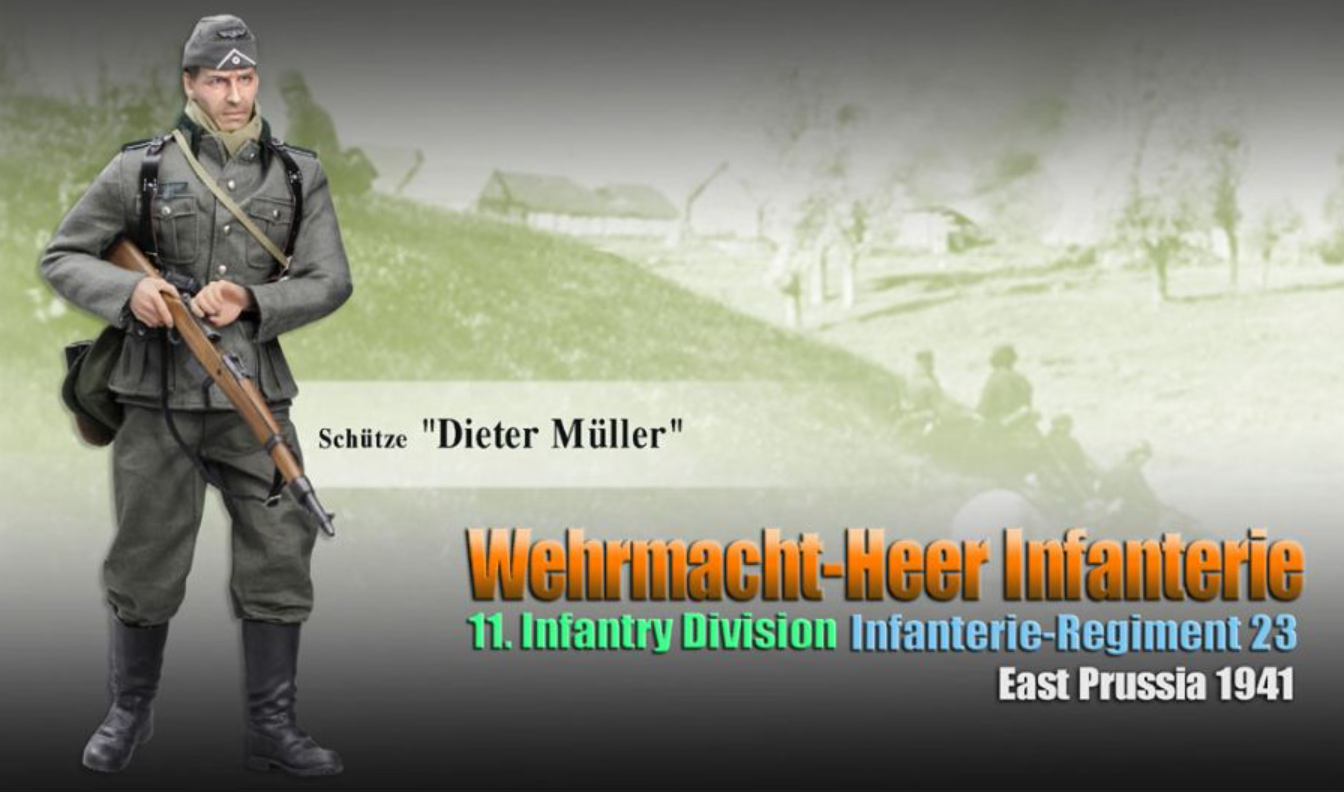 Dragon 1/6 12" 70856 WWII Wehrmacht Heer Infanterie 11 Infantry Division Infanterie Regiment 23 East Prussia 1941 Schutze Dieter Muller Action Figure