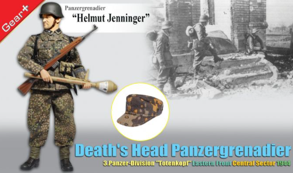 Dragon 1/6 12" 70785 WWII Death's Head Panzergrenadier 3 Panzer Division Totenkopf Eastern Front Cantral Sector 1944 Panzergrenadier Helmut Jenninger Action Figure