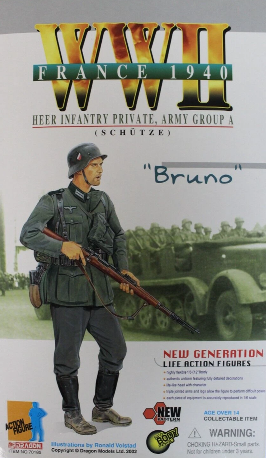 Dragon 1/6 12" 70185 WWII France 1940 Heer Infantry Private Army Group A Bruno Action Figure