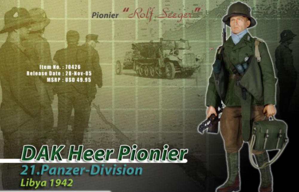 Dragon 1/6 12" 70426 WWII Libya 1942 Dak Heer Pionier 21 Panzer Division Pionier Rolf Seeger Action Figure