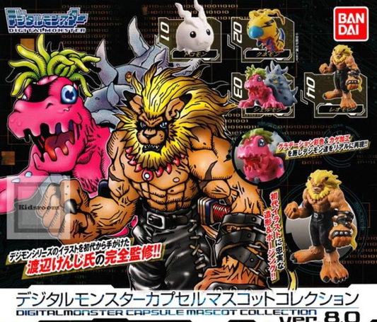 Bandai Digimon Digital Monster Gashapon Capsule Mascot Collection ver 8.0 5 Strap Figure Set