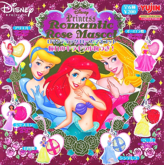 Yujin Disney Princess Gashapon Romantic Rose Mascot 6 Collection Figure Set