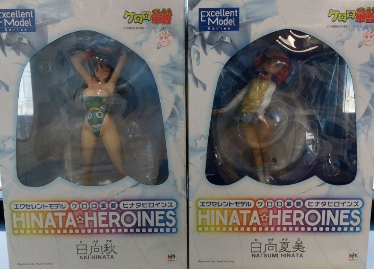 Megahouse 2005 1/8 Keroro Gunso Hinata Heroines Aki Hinata & Natsumi Hanata Pvc Figure Set