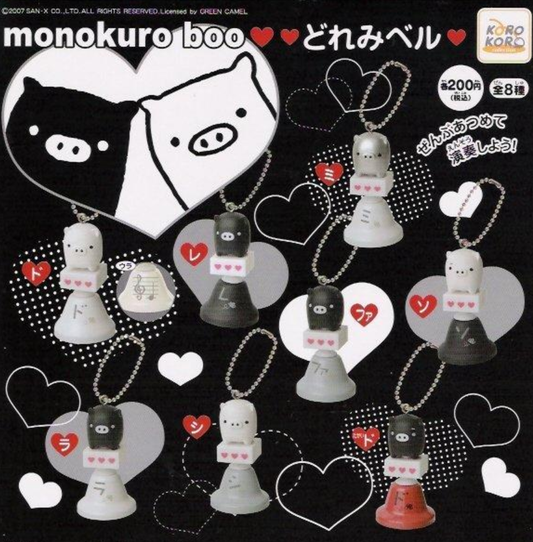 Koro Koro San-X Monokuro Boo Gashapon DoReMi Bell 8 Mascot Strap Collection Figure Set