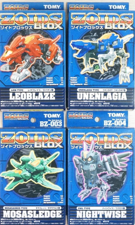 Tomy Zoids 1/72 Blox BZ 001 Leoblaze 002 Unenlagia 003 Mosasledge 004 Nightwise Matrix Dragon Plastic Model Kit Action Figure Set