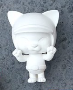 Shon Side The Little Hut Cat Rider Raw/White ver 4" Soft Vinyl Figure