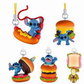 Yujin Disney Lilo & Stitch Gashapon 5 Hamburger DX Mascot Strap Collection Figure Set