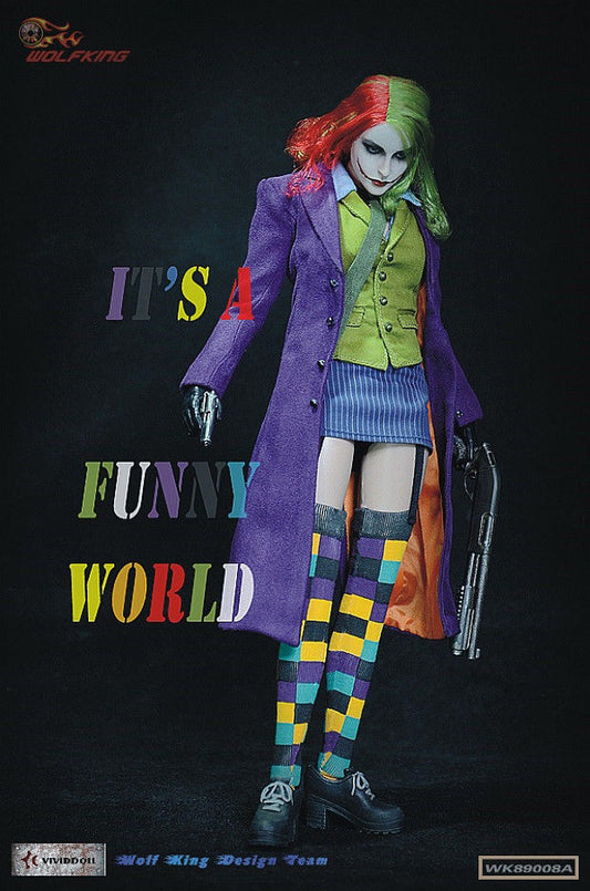 Wolfking 1/6 12" WK89008A Batman Perempuan Joker Harley Quinn Action Figure