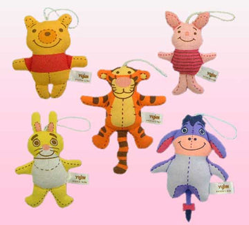 Yujin Disney Characters Gashapon Winnie The Pooh Flat Plush Doll 5 Collection Figure Set