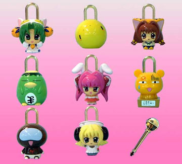 Takara 2001 Di Gi Charat Gashapon 8 Lock Strap Collection Figure Set
