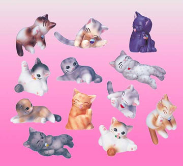 Yujin 2003 Gashapon Gacha Series Part 1 Cats 6+6 12 Collection Figure Set