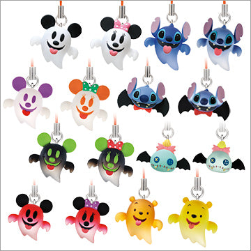 Takara Tomy 2009 Gashapon Disney Characters Halloween Party Strap Part 2 16 Mascot Collection Figure Set