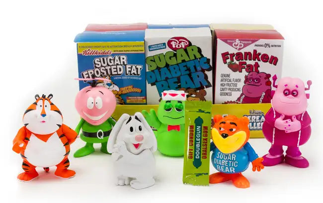 Ron English Cereal Killers Funny Six Sex Pack 6 GID 3.5" Vinyl Figure Set