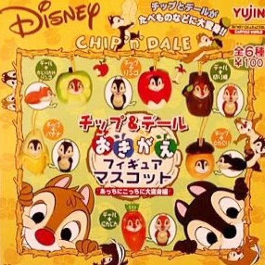 Yujin Disney Characters Gashapon Chip N Dale Fruit Changing 6 Mascot Strap Figure Set