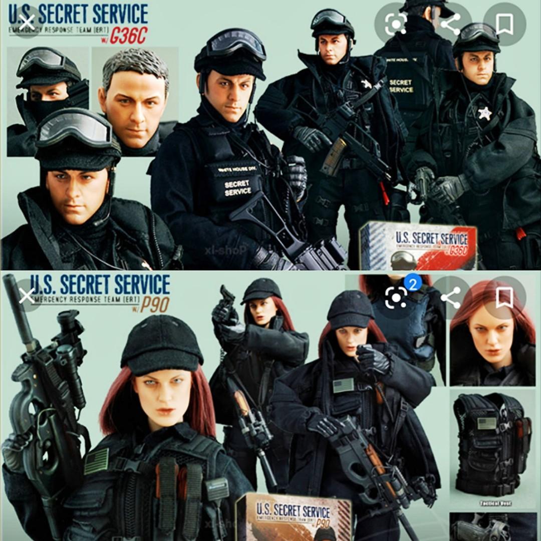 Hot Toys 1/6 12" U.S. Secret Service Emergency Team Ert G36C & P90 2 Action Figure Set