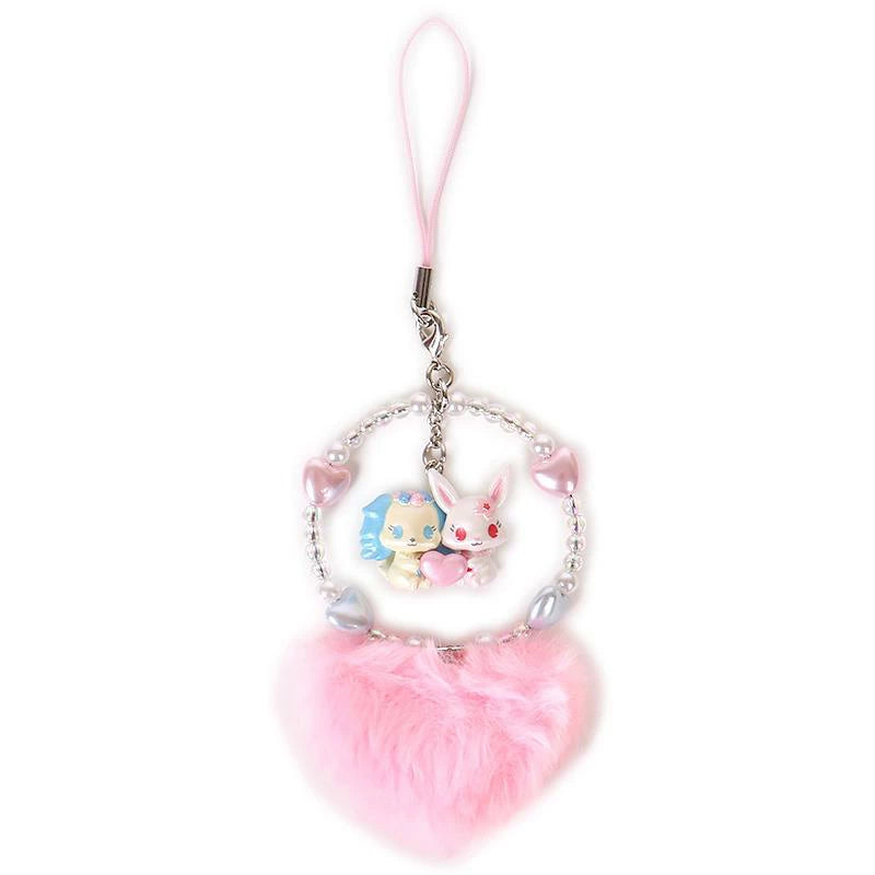 Sanrio Jewelpet Magic Jewels Jewelpet Ruby & Sapphie Fluffy Heart Mascot Strap Trading Figure