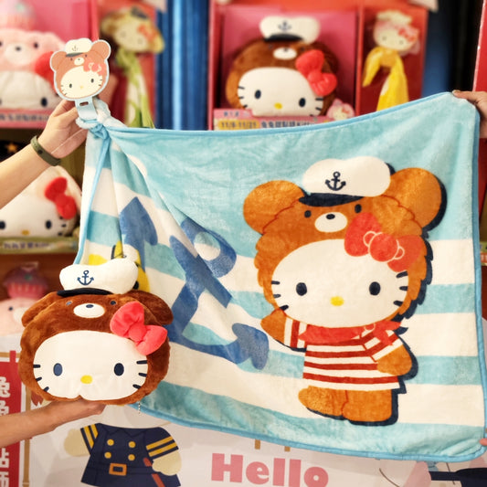 Sanrio Hello Kitty Taiwan Carrefour Limited Plush Doll & Blanket Set Cosplay Bear ver