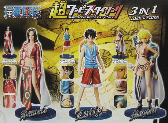 Bandai 2011 Super One Piece Styling Star Hero 3 in 1 Limited Edition Hancock Luffy Marguerite Pearl ver 3 Trading Figure Set