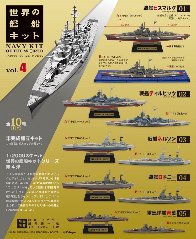 F-toys 1/2000 Navy Kit Of The World Battleship Collection Vol 4 Sealed Box 10 Random Trading Figure Set