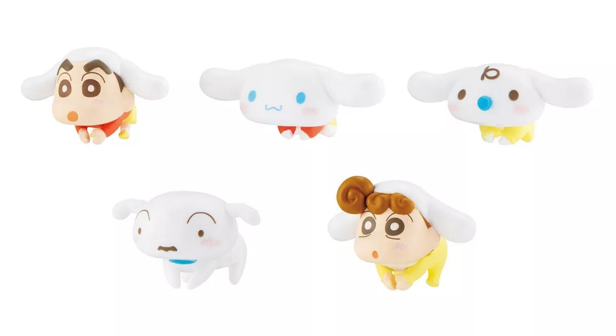 Bandai Hugcot Gashapon Sanrio Cinnamoroll x Crayon Shin Chan 5 Collection Figure Set