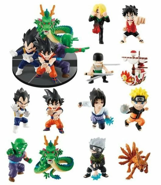 Bandai 40th Weekly Jump Dragon Ball x One Piece x Naruto 12 Trading Figure Set