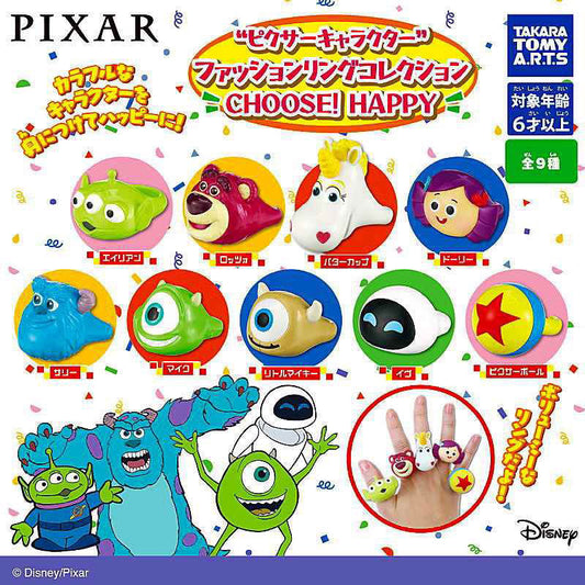 Takara Tomy Disney Characters Gashapon Finger Ring Pixar Choose Happy ver 9 Collection Figure Set