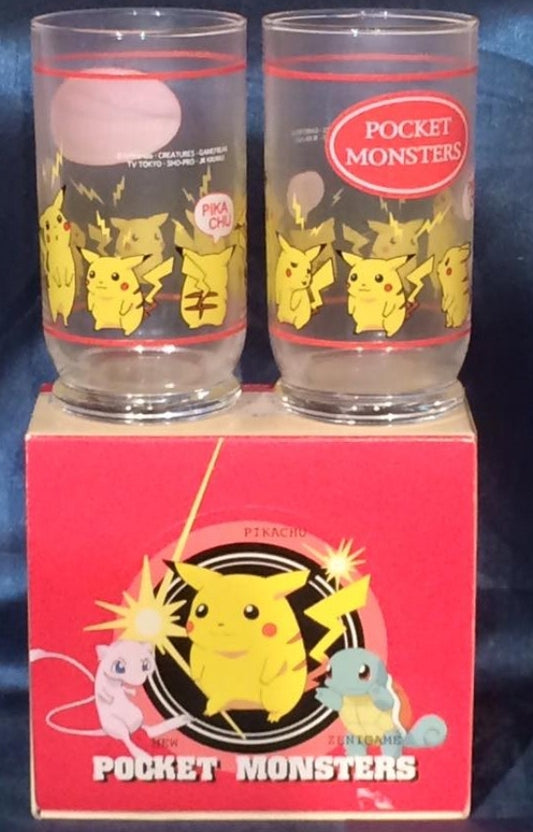 Nintendo Pokemon Pocket Monsters 2 Glass Cups Pikachu Set E
