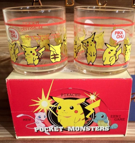 Nintendo Pokemon Pocket Monsters 2 Glass Cups Pikachu Set A