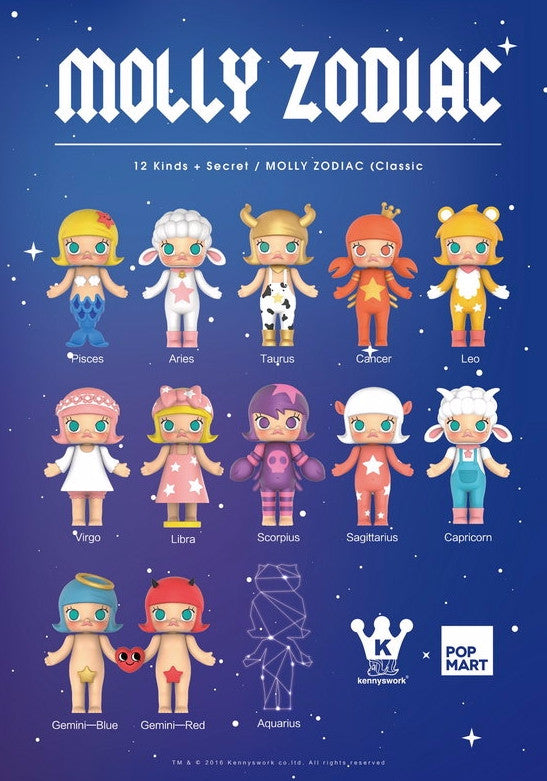 Kenny's Work x Pop Mart Kenny Wong Molly Zodiac Sealed Box 12 Random Figure Set