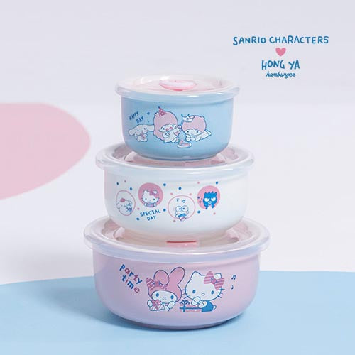 Sanrio Characters Party Time Taiwan Hong Ya Hamburgers Limited 3 Ceramics Bowl Set