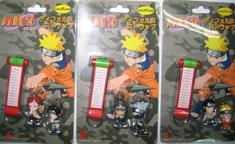 Unifive Naruto Shippuden Double 3 Strap Key Chain Holder Mascot Trading Figure Set - Lavits Figure
