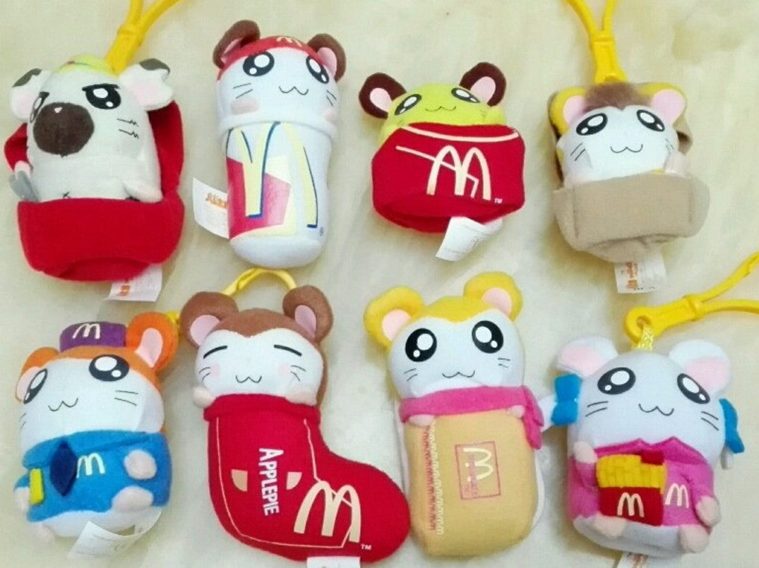 Mcdonalds Kids Happy Meal Hamtaro And Hamster Friends 8 Mini Plush Doll Figure Set Used