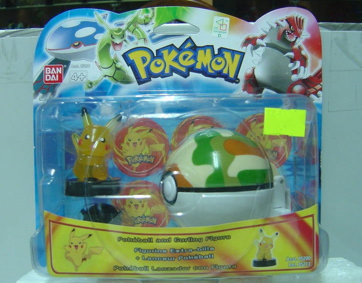 Pokemon Curling In Bandai Pokemon Pocket Monster Lanceur Pokeball Curling Pikachu Figure ...