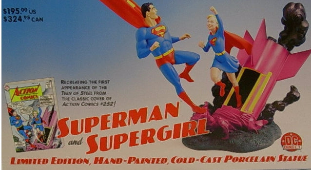 DC Direct Superman &  Supergirl Limited Edition Hand Painted Cold Cast Porcelain Statue Figure