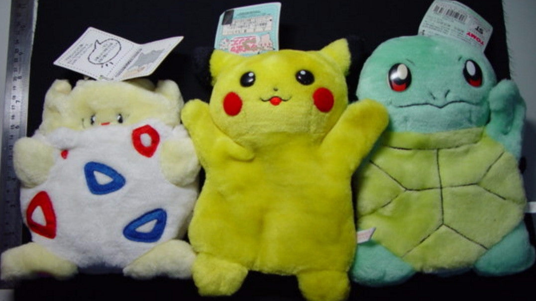 Tomy Pokemon Pocket Monster 3 Hand Puppet Plush Doll Figure Set Pikachu Squirtle Togepi