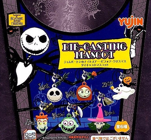 Yujin Disney Tim Burton The Nightmare Before Christmas Gashapon Die Casting Mascot Phone Strap 6 Figure Set
