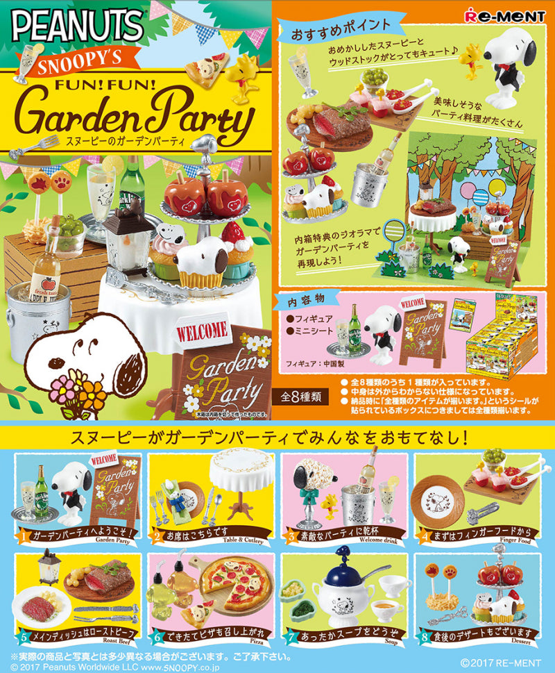 Re-ment Peanuts Snoopy Miniature Snoopy’s Fun Fun Garden Party Sealed Box 8 Random Trading Figure Set