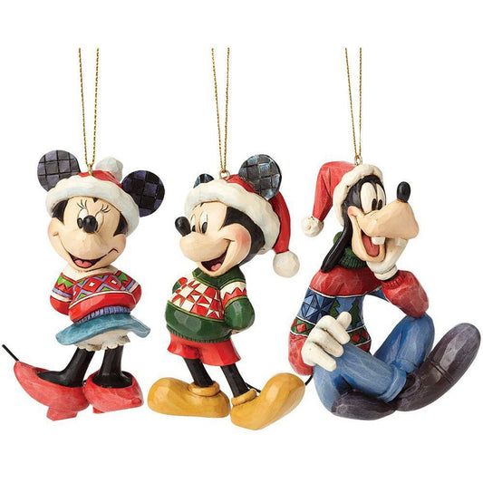Enesco Jim Shore Disney Traditions Christmas Ornaments Mickey & Minnie Mouse Goofy Collection Figure