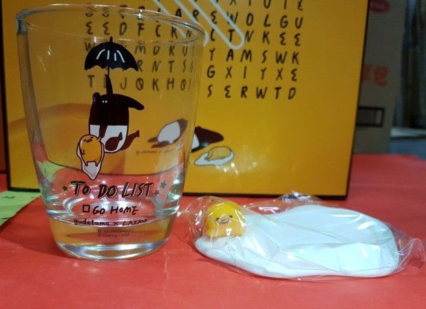 Sanrio Gudetama x Laimo Taiwan Watsons Limited 2 Glass Cup Coaster Set