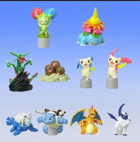 Bandai Pokemon Pocket Monsters Gashapon わざコレ Collection 01 10 Pencil Topper Figure Set