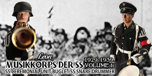 3 Reich 12" 1/6 WWII German 1929-1939 Volume 1 Leon Musikkorps Der SS Ceremonial Unit Bugle Snare Drummer Figure Set - Lavits Figure
 - 1