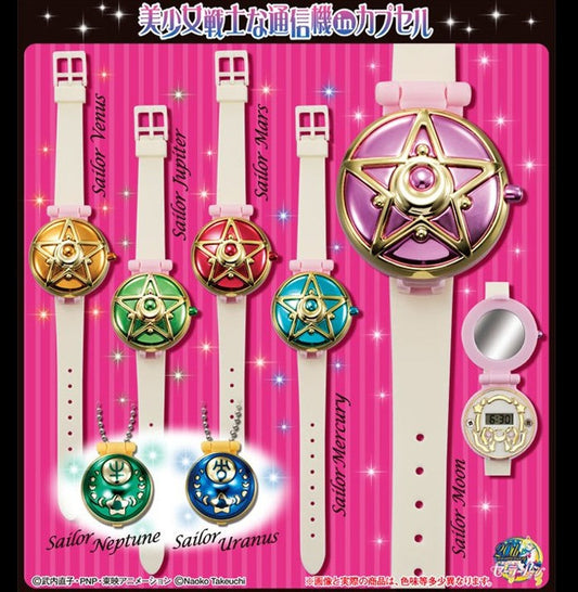 Bandai Pretty Soldier Sailor Moon Gashapon Senshi Communicator 7 Watch Charm Set