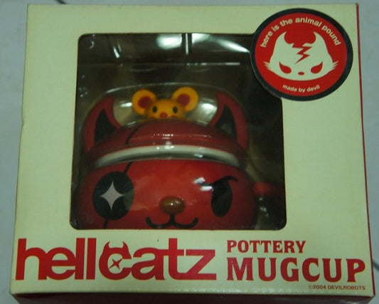 Devilrobots Hellcatz Ritty Red lidded 4.5"  Tea Cup Mug - Lavits Figure
