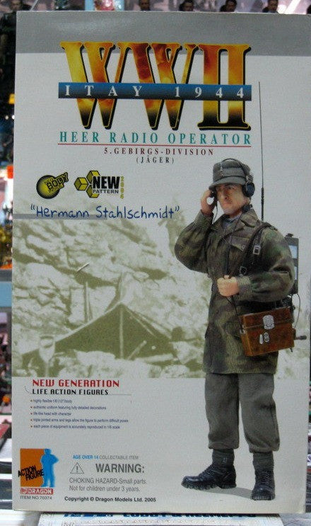 Dragon 12" 1/6 WWII Itay 1944 Heer Radio Operator 5 Gebirgs Division Jager Hermann Stahlschmidt Action Figure - Lavits Figure
 - 1