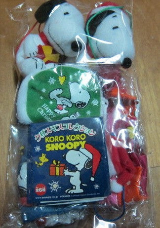 Koro Koro The Peanuts Snoopy Gashapon Christmas Xmas 6 Mini Plush Doll Strap Figure Set - Lavits Figure

