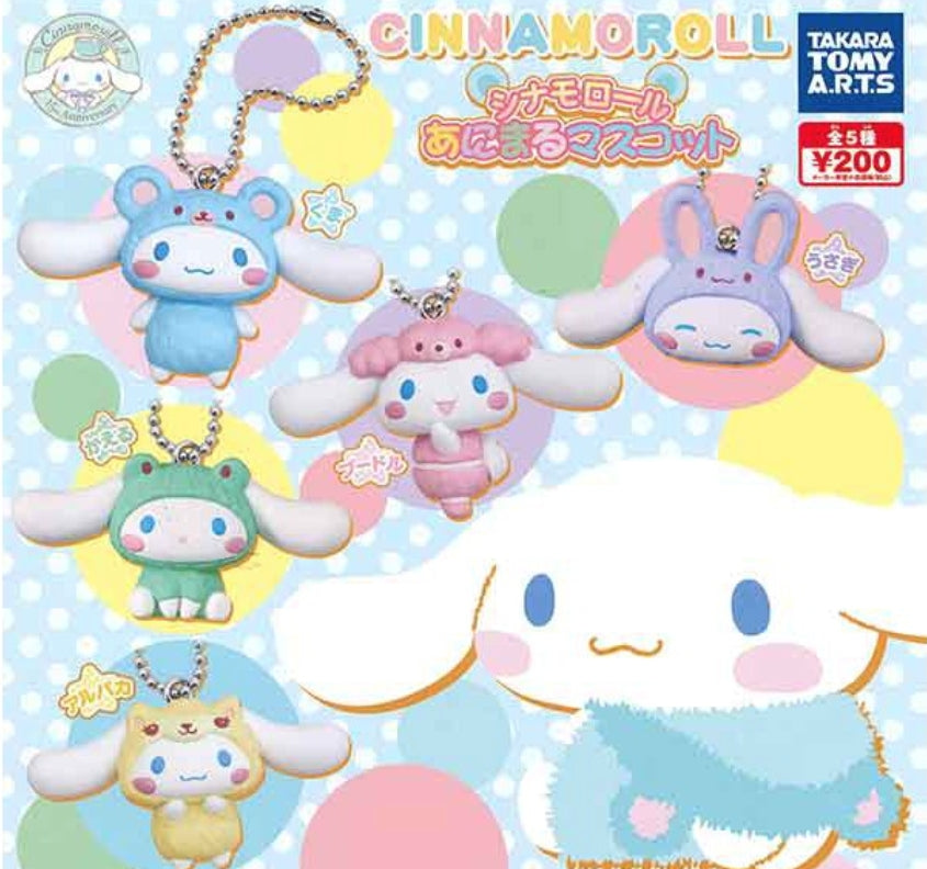 Takara Sanrio Cinnamoroll Gashapon Cosplay 6 Strap Mascot Figure Set