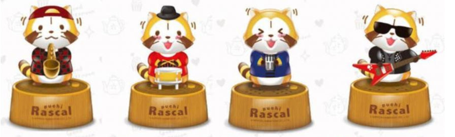 Puchi Rascal The Raccoon Desserts Taiwan 7-11 Limited 4 Music Dancing Trading Collection Figure Set